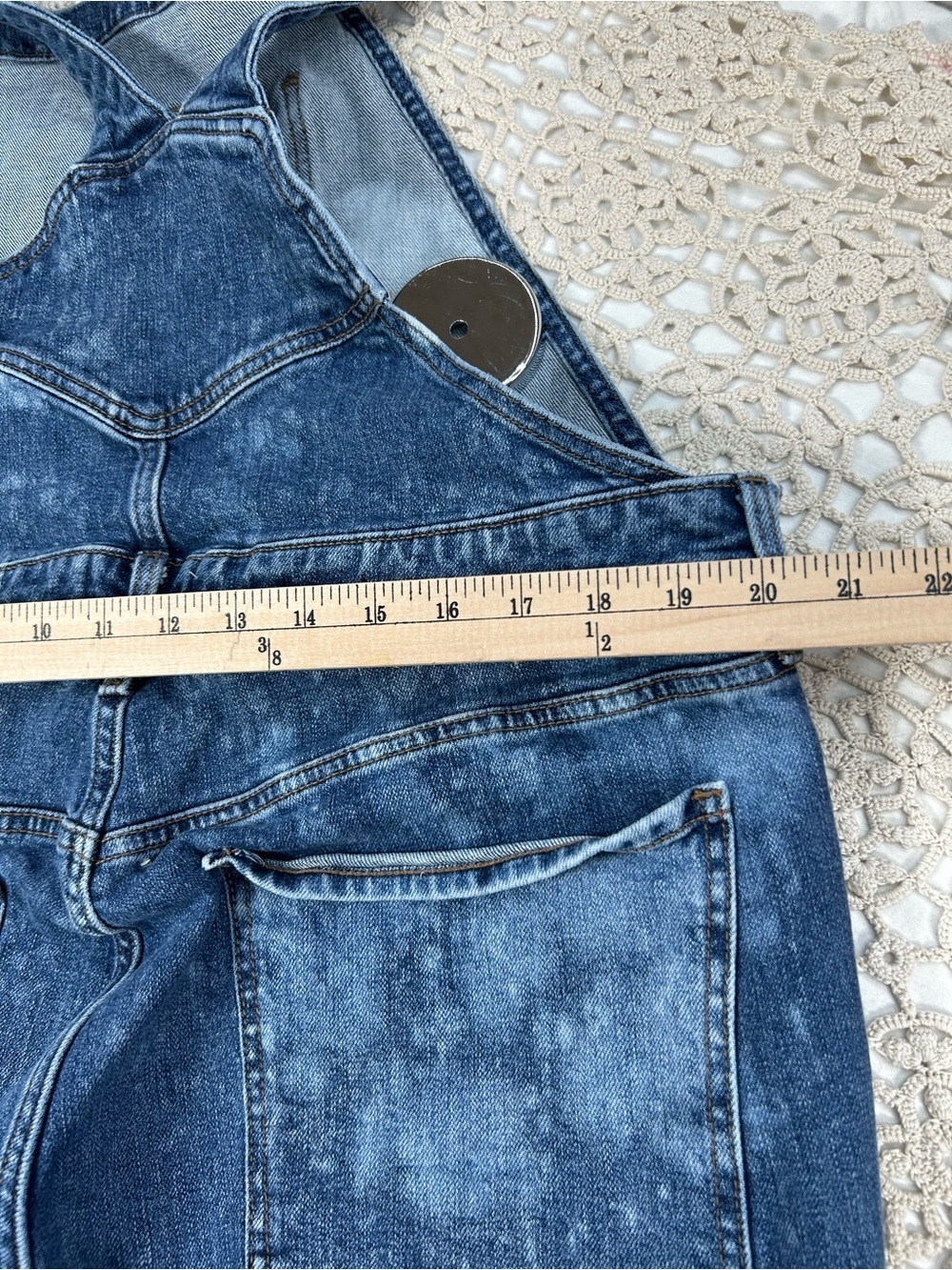 Overall Floral Boho Denim Old Navy Size 18 (Fits size L/ XL women’s) Upcycle - Picture 12 of 15